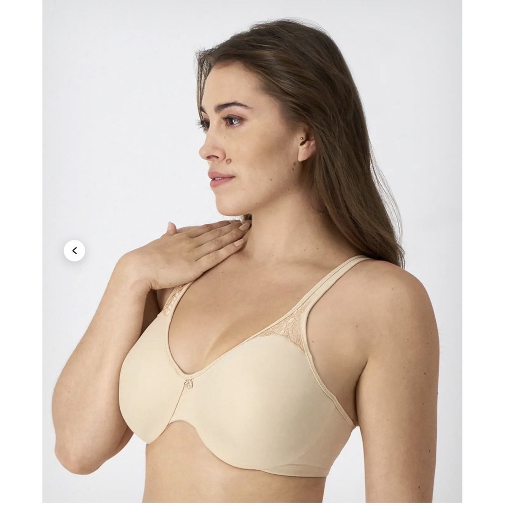 Bali Passion for Comfort Underwire Minimizer Bra Nude Floral Embroidery New